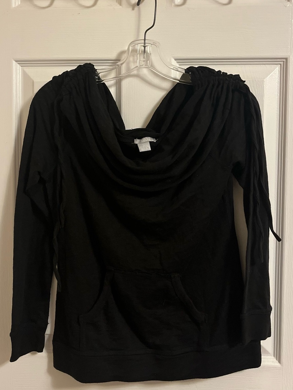 Max Studio Black Off-Shoulder Cowl Pullover